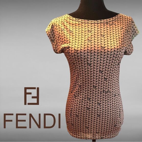 FENDI FF Vintage Contrast Geometric Top - Picture 1 of 7
